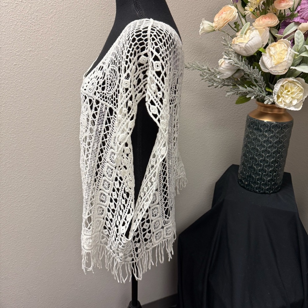 Umgee Crochet Lace Fringe Tunic Top Boho Festival Beach Layering M/L - Picture 2 of 7